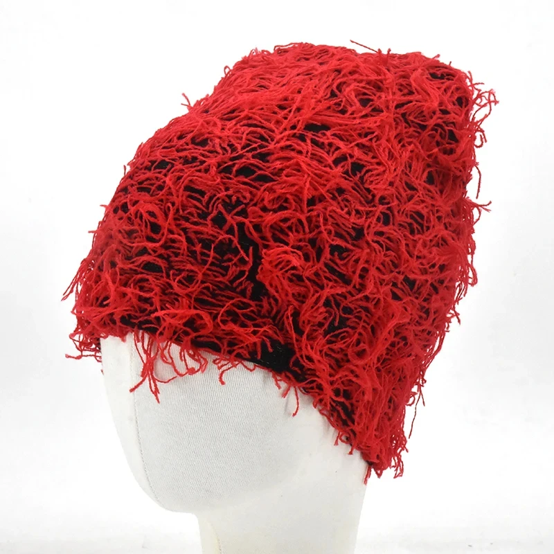 2024 New Hip Hop Balaclava Distressed Knitted Caps Full Face Ski Mask Women Outdoor Camouflage Fuzzy Ski Balaclava Beanies Hat, image 28