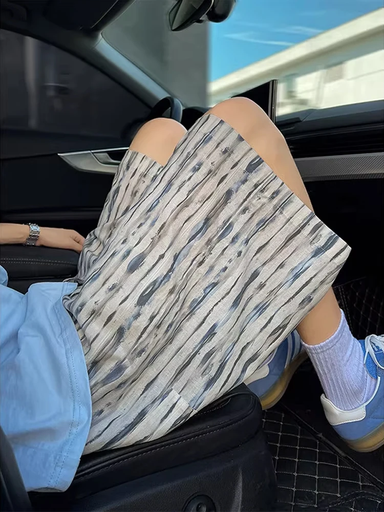 

Ice Silk Qui Dry Beach orts Мужские летние тонкие пятиточечные повседневные полосатые окрашенные брюки средней длины для отдыха с прямыми штанинами и вырезами