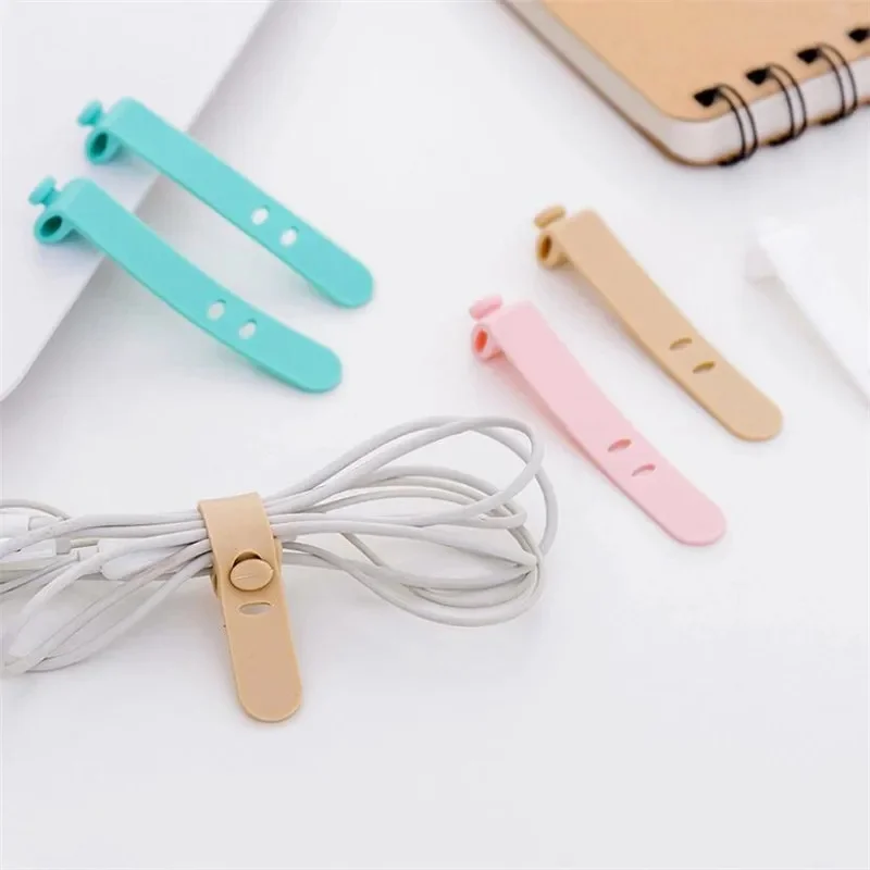 4/8Pcs Silicone Mobile Phone Cable Winder Earphone Clip Charger Cord Organizer Management Wire Fixer Holder Cable Belt