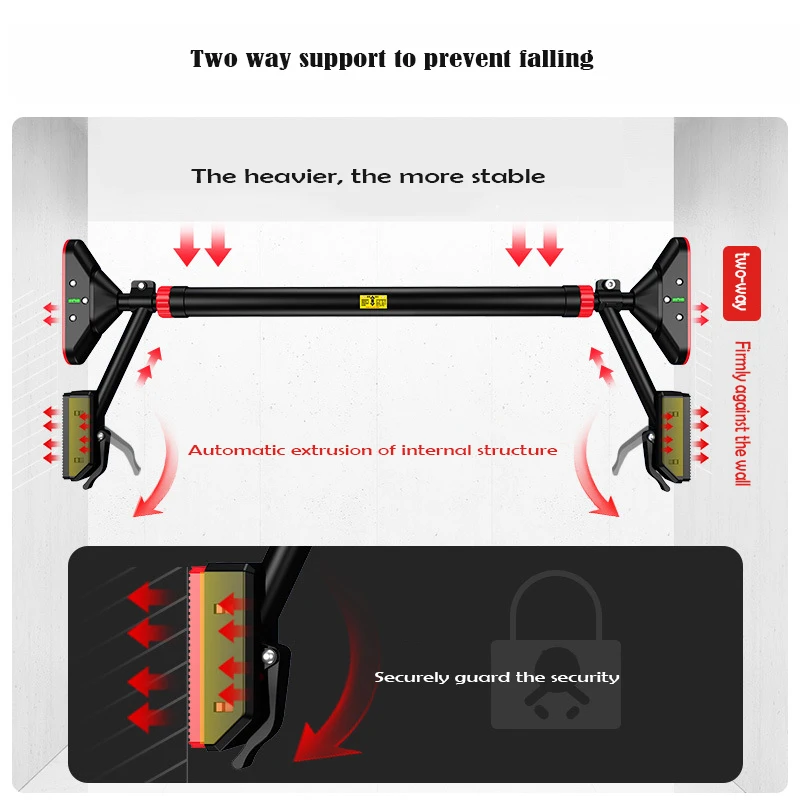 Horizontal Wall Pull-up Bar, Household Indoor Door Pull Up Bar, , Enhanced Support Horizontal Bar Set