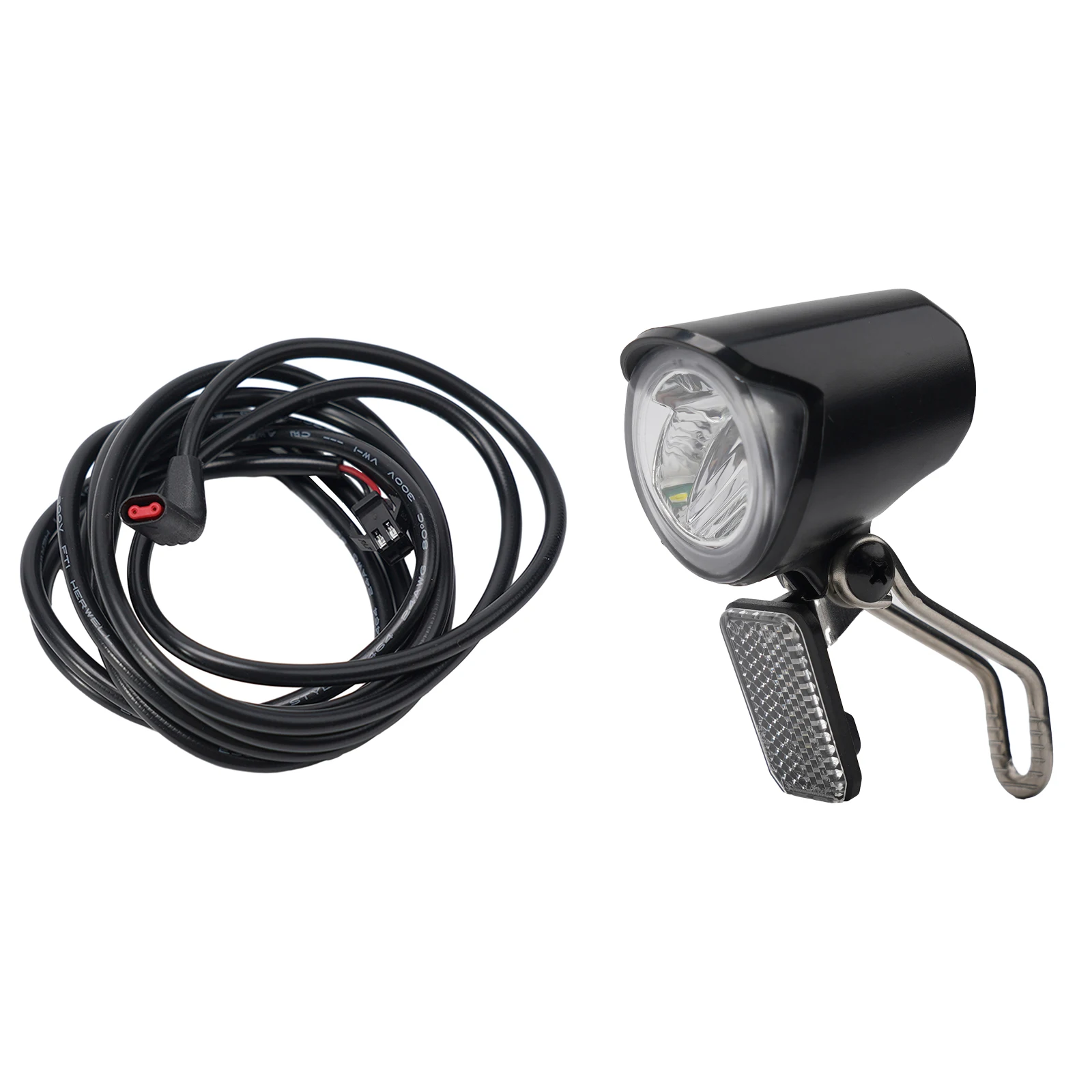 Professional Electric Bicycle Front Light Waterproof ABS 6-60V Black Spotlight Headlamp SM Interface E-Bikes Accessories