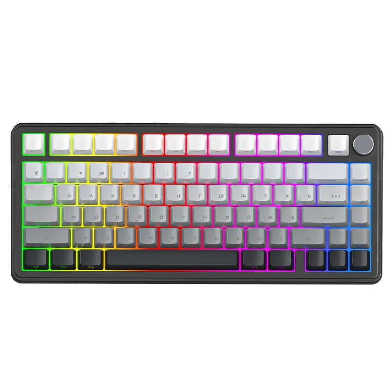 

Russian mechanical keyboard RGB three-mode wireless bluetooth hot-swappable Russian gaming keyboard