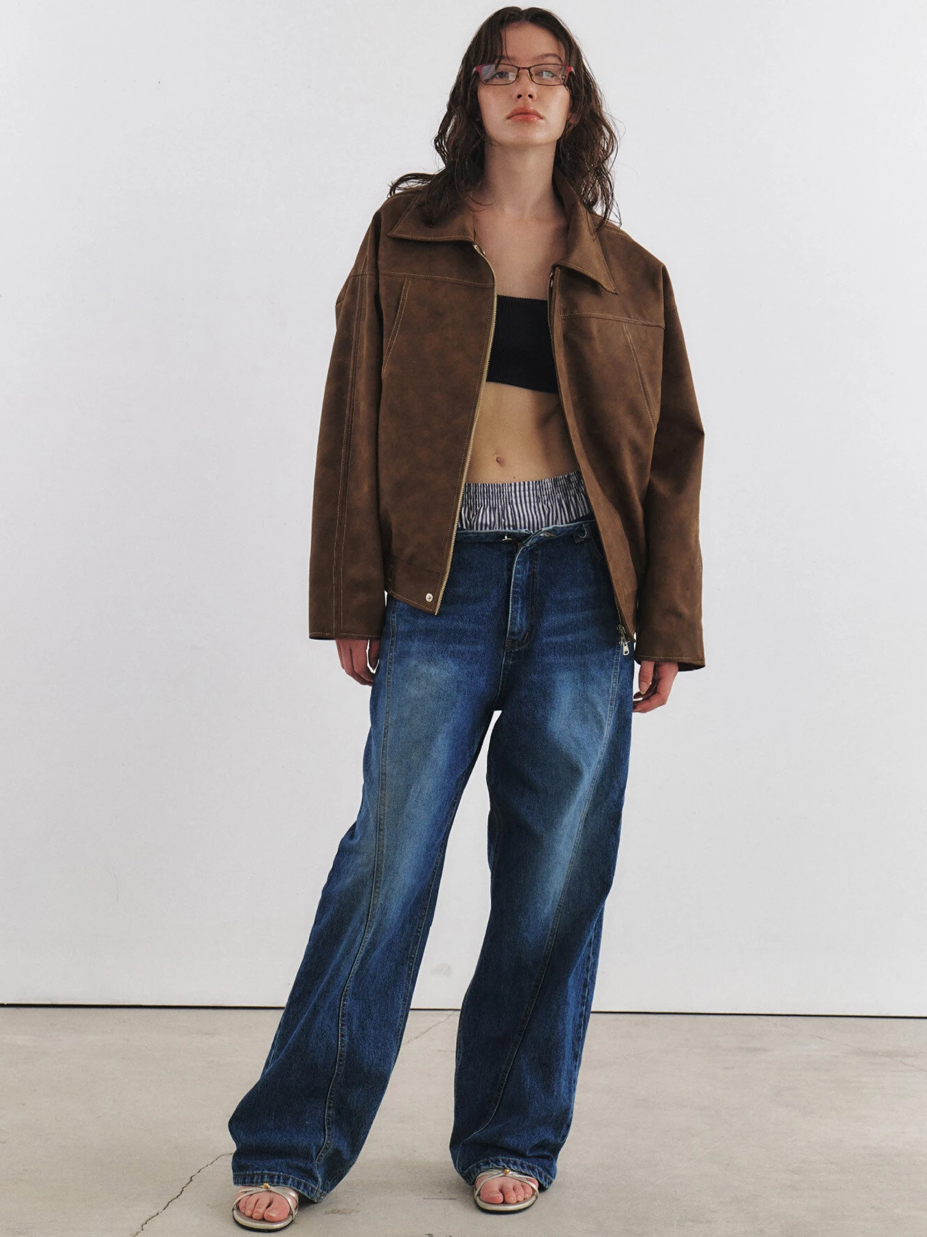 Giacca con zip casual in finta pelle scamosciata da donna autunno nuova autunno 2025