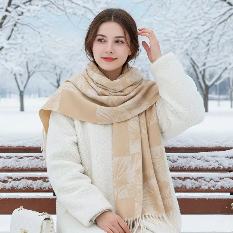 

New Woman Jacquard Pashmina Scarf Tassels Shawls Autumn Winter Warm Wraps Cape Female Thick Blanket Wraps Foulard 185*70cm