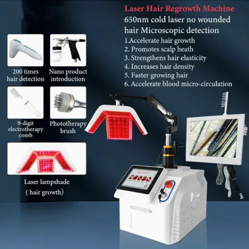 

Portable LLLT 650nm Diode Laser Hair Regrowth Machine Hair Loss Treatment Scalp Health Maintenance Professional Beauty Equipment