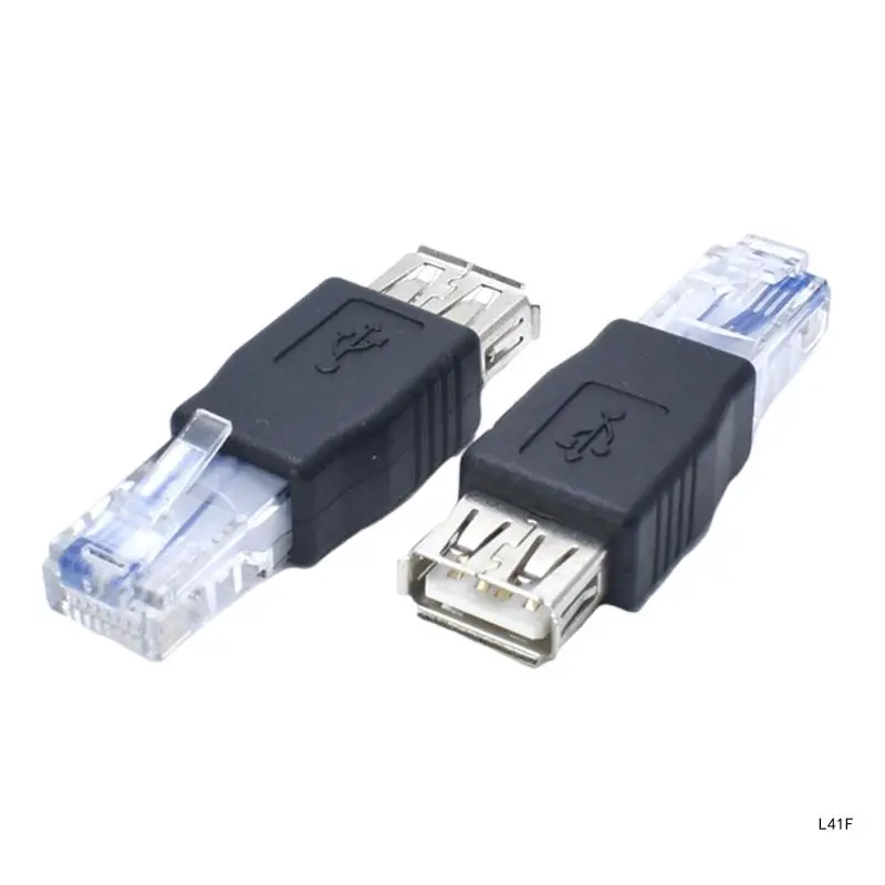 Pack Of 2 Ethernet to USB Adapter USB2.0 Female To Ethernet RJ45 Male Connectors