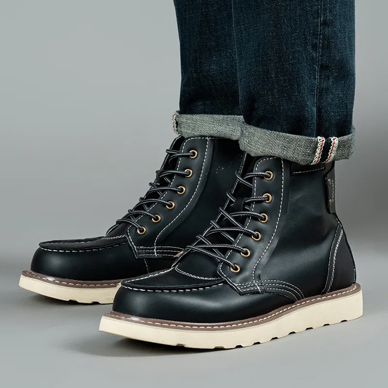 

Large Size Men's Shoes Outdoor Workwear Spring and Autumn Snow Boots New American Style Boots2025Vintage Short Boots In Stock