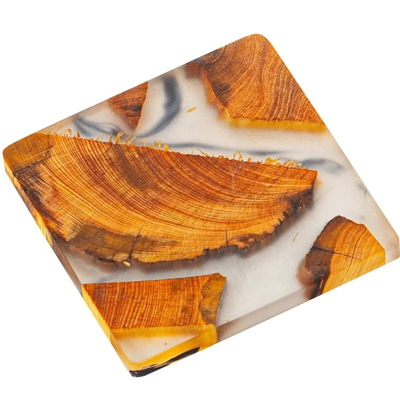 England Tea Resin Pine Coasters Heat-resistant Placemats Drink Mat Tea Coffee Cup Pad Waterproof Non-slip Decor Tableware Pad