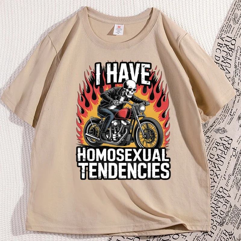

I Have Homosexual Tendencies T-Shirt Causal Cotton Short Sleeve Funny Stupid Meme T Shirts Round Neck Mens Clothes Tops