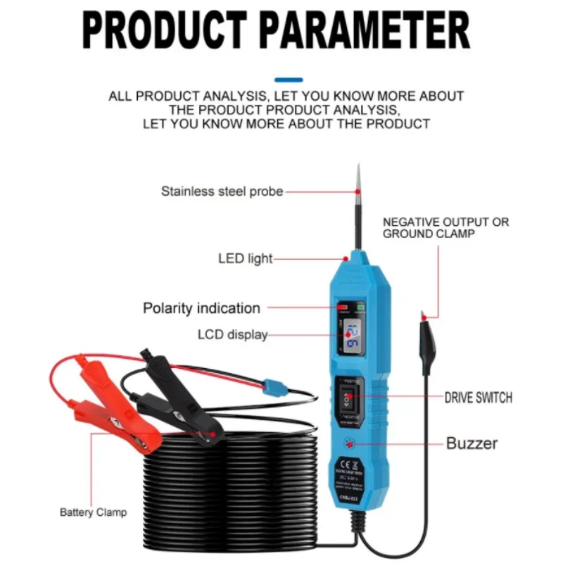 Test System Probe Detector Car Voltage Tester Test tool Automotive Circuit Tester Digital Test Electric Voltage Power