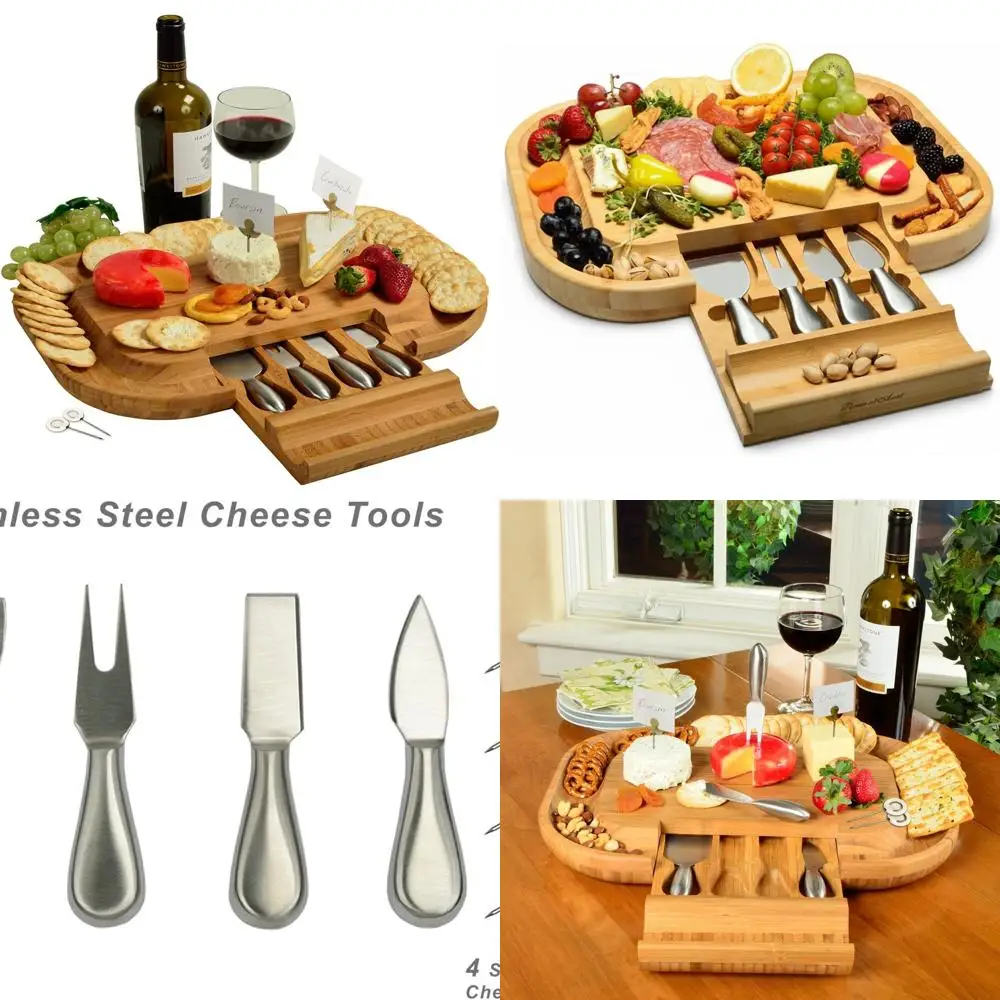 

Бамбуковая доска для сыра и дрессировки в США с набором ножей и маркерами для сыра