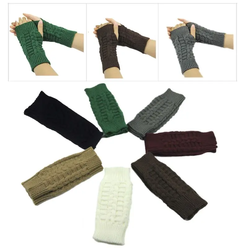 สุภาพสตรี Mitten ฤดูหนาว Unisex แขนอุ่นข้อศอกยาว Fingerless ถักถุงมือ Drop Shipping