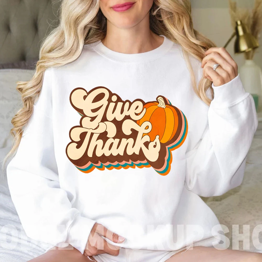 Give Thanks Hoodie Pumpkin Thanksgiving Women Clothes Cozy Fall Women Clothing Family Thanksgiving Womens Clothes Pumpkin Hoodie