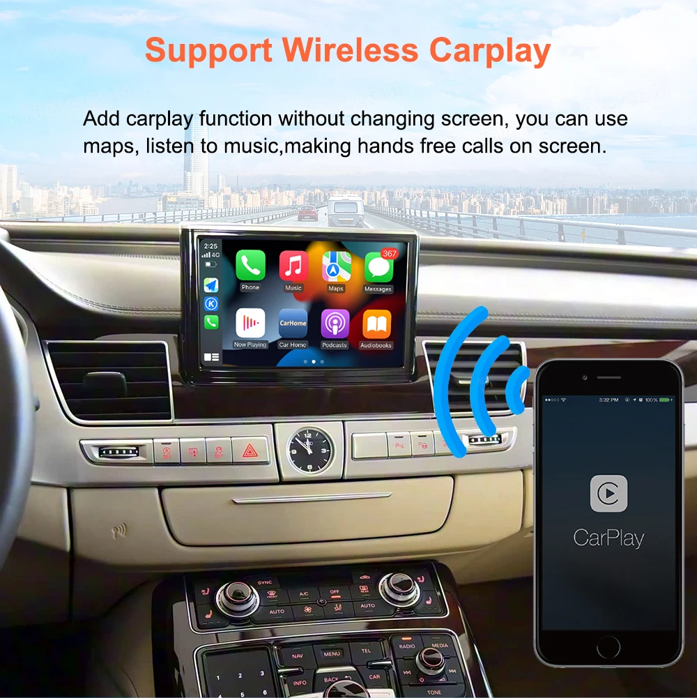 Bonroad Linux Kabelloses CarPlay Android Auto Interface für Audi A8 2012-2018 MMI 3G System 7-Zoll-Bildschirm Upgrade Decoder Box Airplay – Detail 5