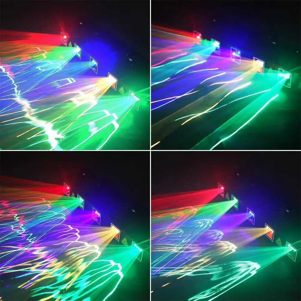 NEW Popular 5 Lens 4 Led Stage Light Dmx Rgb Animation Dj Disco Laser Professional Audio Beam Party Effects for Club