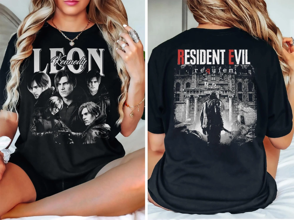 Leon S. Kennedy Resident Evil 9 Requiem Shirt Biohazard Tee Grace Emily Gideon Tee Short Sleeve Women for Spring Summer Unisex
