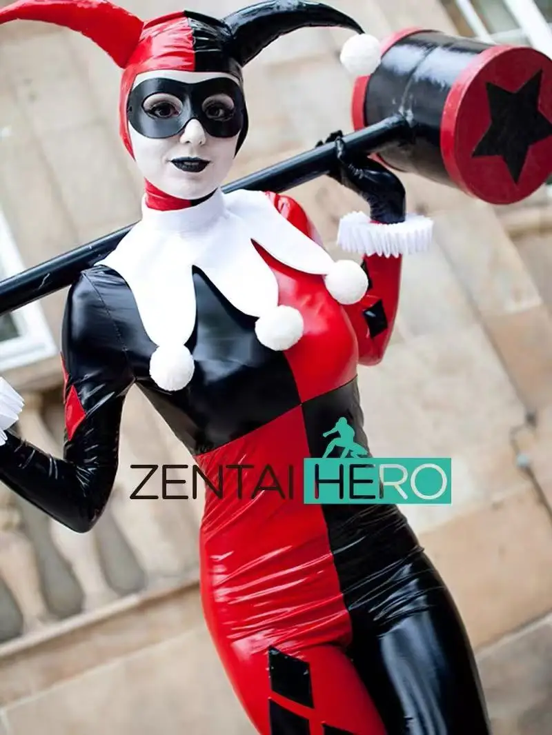 

Suicide Quinzel Cosplay Adult Girls Jumpsuit Costume Blindfold Headgear Outfits For Women Female Eyemask Halloween Carnival Suit