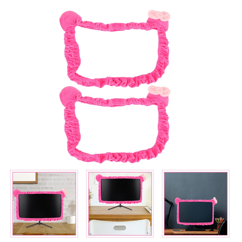 

2pcs Cartoon Monitor Cover For 20-32 Inch Pc Computer Dust Protection High Elastic Cover Clean Long Lasting Decorative