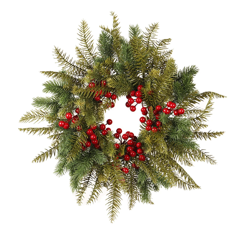 

1pc Red Berry Garland Christmas Decor Plastic Ring WreathChristmas Tree Ornament Festive Party Supplies Holiday Red