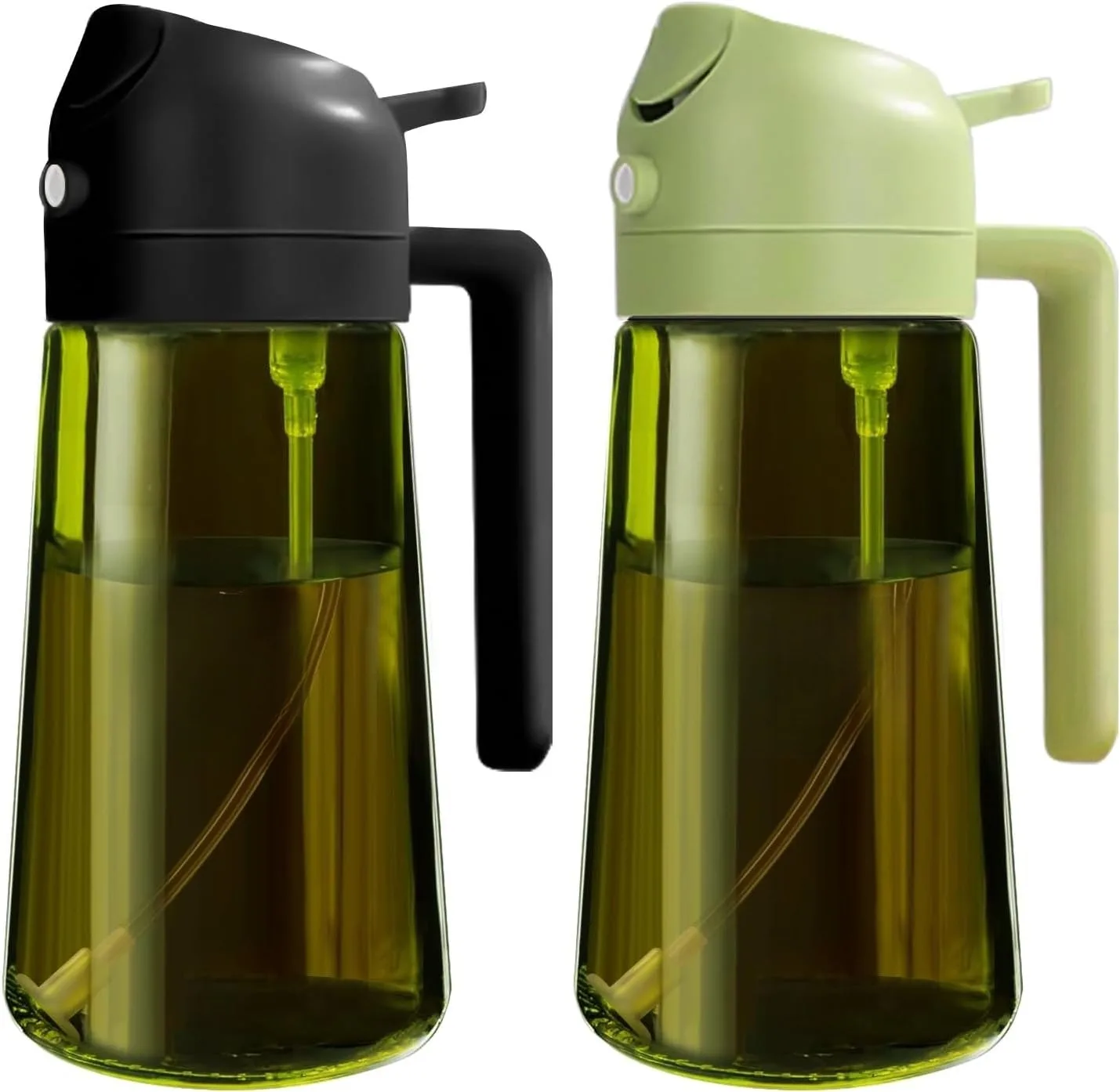 Spray and Pour 2-in-1 Oil Bottle, Light-Blocking Dark Oil Mist Spray Bottle, Kitchen-Specific Dual-Function Olive Oil Sprayer