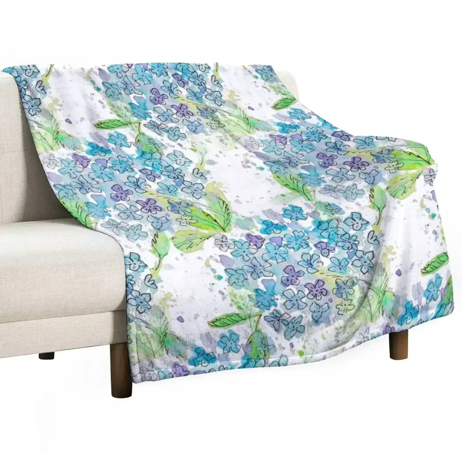 Hydrangeas Watercolour Throw Blanket Furrys Extra Large Throw Luxury Throw Kid'S cosplay anime Summer Blankets