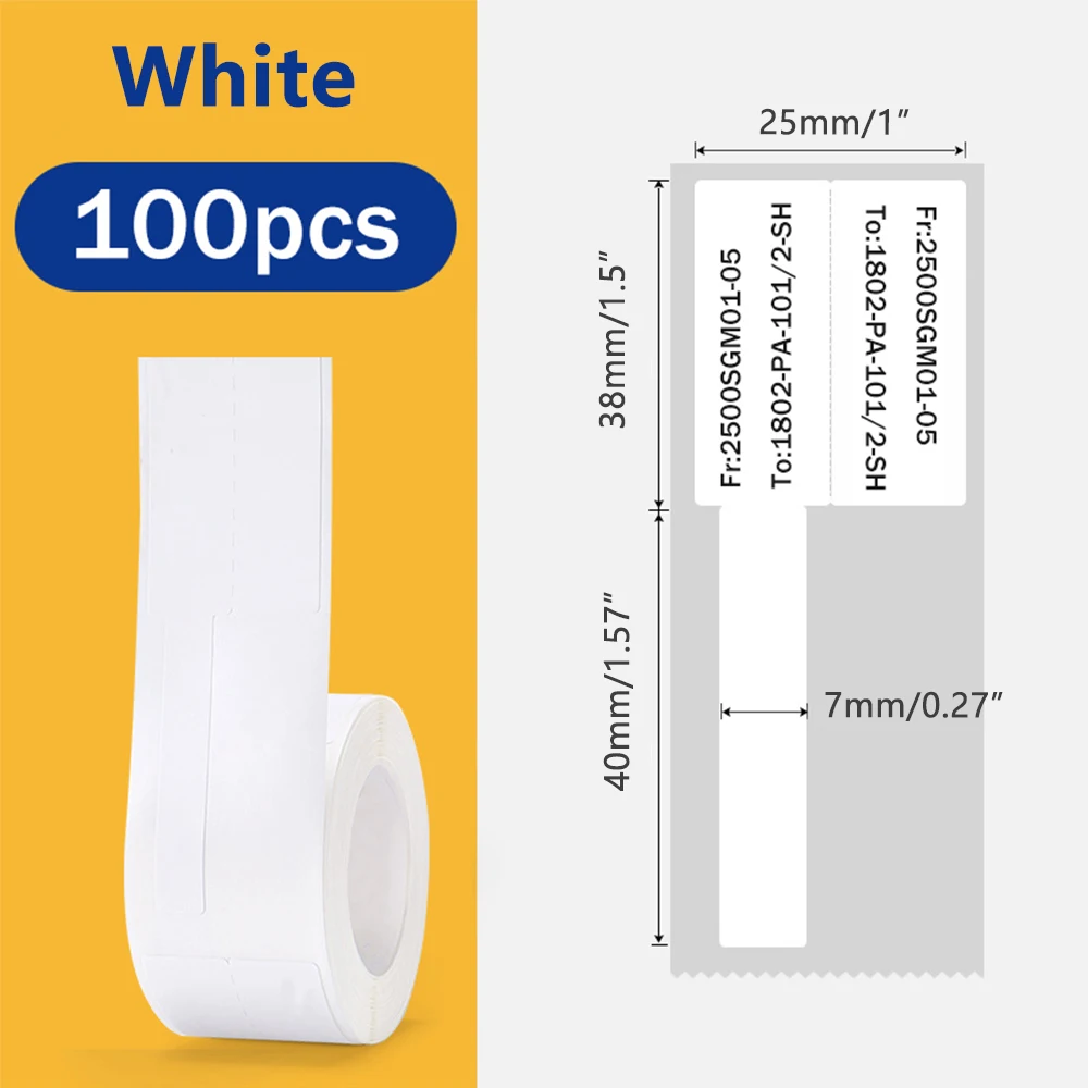 1ROll For M110/M221/M120/M200/B3S Label Printer Paper Network Cable Optical Fiber Tail Adhesive,Cables label,25x38mm 100pcs/Roll