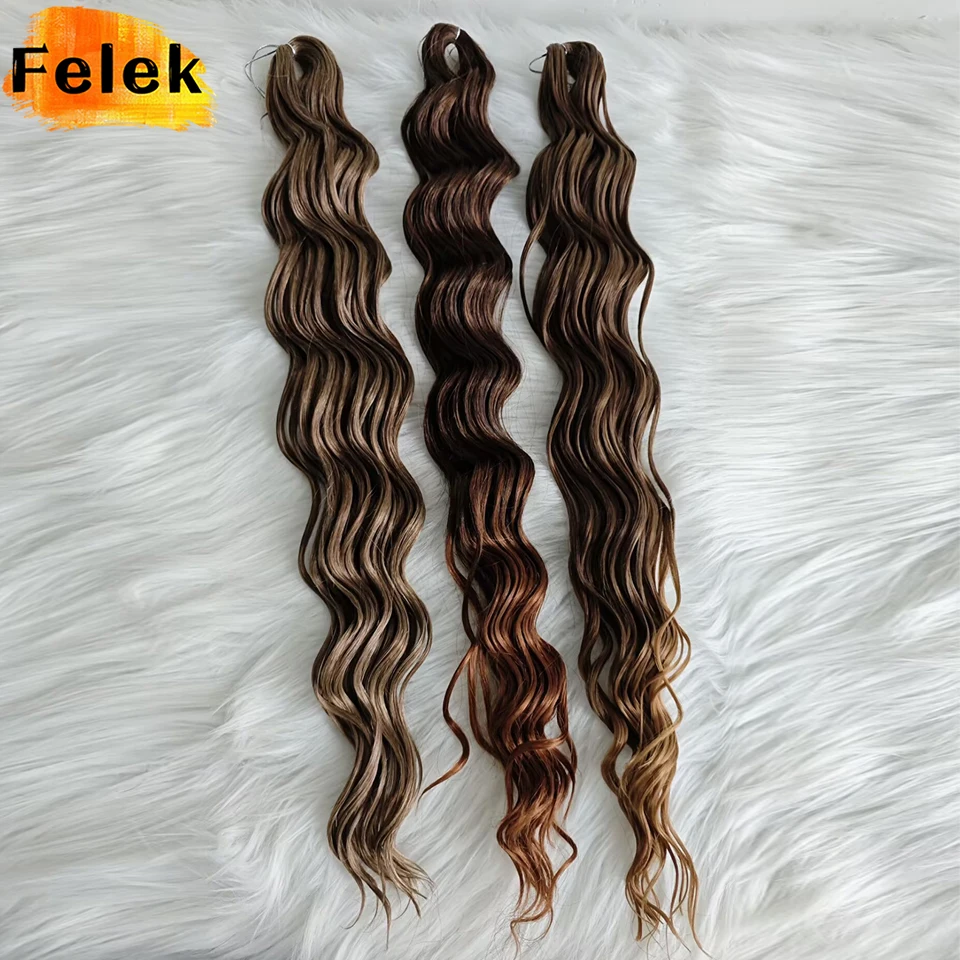 

Шоколадно-коричневые вьющиеся волосы Анны, синтетические свободные глубокие волны, плетение волос, 24 дюйма, волнистые вязанные крючком косы, афро кудри