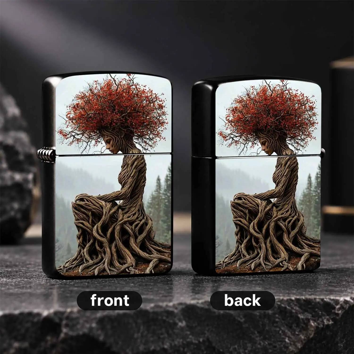 Creative Dryad Art Printed Lighter, Whimsical Forest Goddess Pattern Decor, Stylish Portable Accessory For Outdoor Camping Daily Use, Unique Thoughtful Gift For Friends And Hobbyists, Exquisite Fantasy Themed Practical Souvenir For All Occa