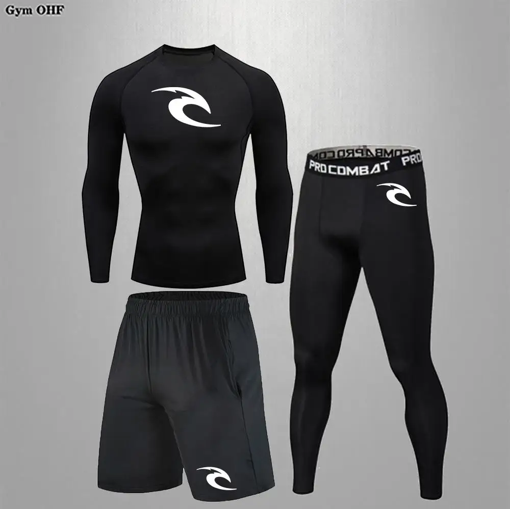 

Sportswear Gym Fitness Tracksuit Men's Running Sets Compression Basketball Underwear Tights Jogging Sports Suits Clothes Dry Fit