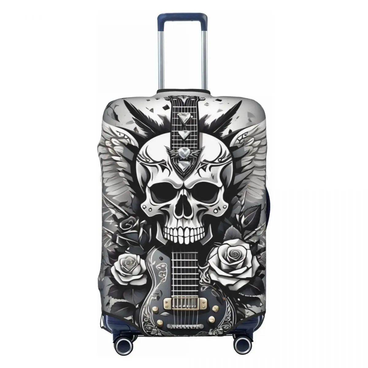 

Custom Rock Music Guitar Skull Luggage Cover Elastic Travel Suitcase Protective Covers Suit For 18-32 inch