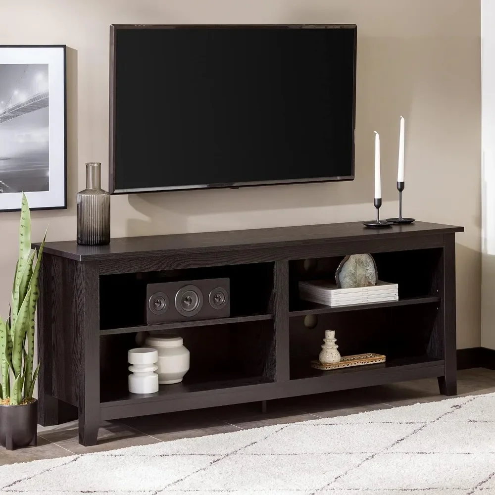 

Black Tv Furniture Home TV Console Entertainment Media Stand With Storage for Televisions Up to 65 Inches 58 Inch Cabinet Stands