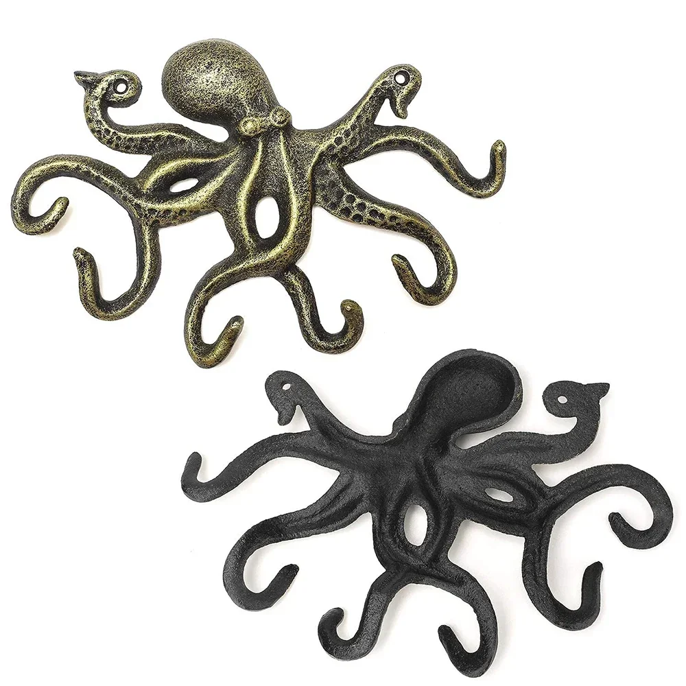 Octopus Wall Hooks Coat Racks Nautical Theme Key Hooks Towel Hanger Jacket Holder Necklace Jewelry Holder Belt Backpack Hanger