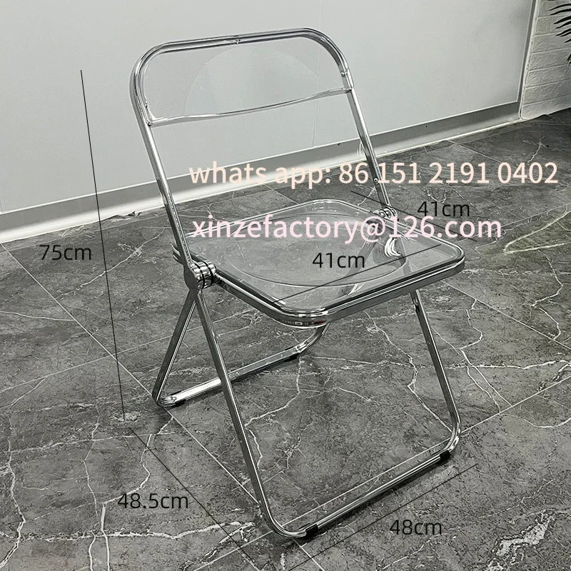 맞춤형 라이트 럭셔리 투명 접이식 의자 아크릴 패션 인터넷 인기 사진 촬영 메이크업 의자 심플 가정용