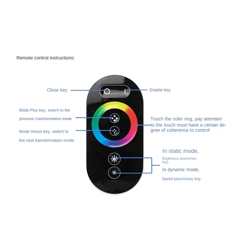 AA08-GT666 RGB LED LED Strip Controller Wireless RF Touch Remote DC 12V 24V 18A 3 Channels Lights Tape Dimmer Switch