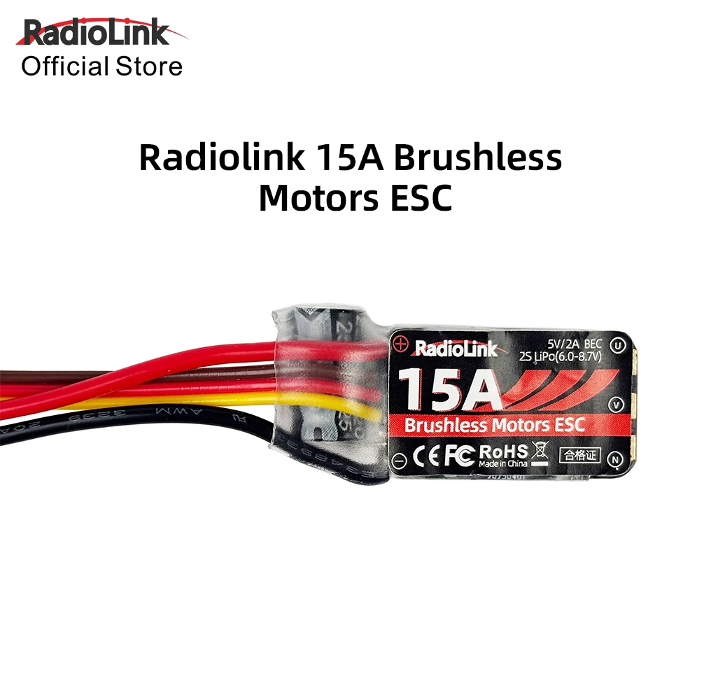 Radiolink RE15A 2S ESC Speed Controller Built in 5V/2A BEC for Brushless Motors RC Airpane Fixed Wing A560 SU27 D460 Aircraft