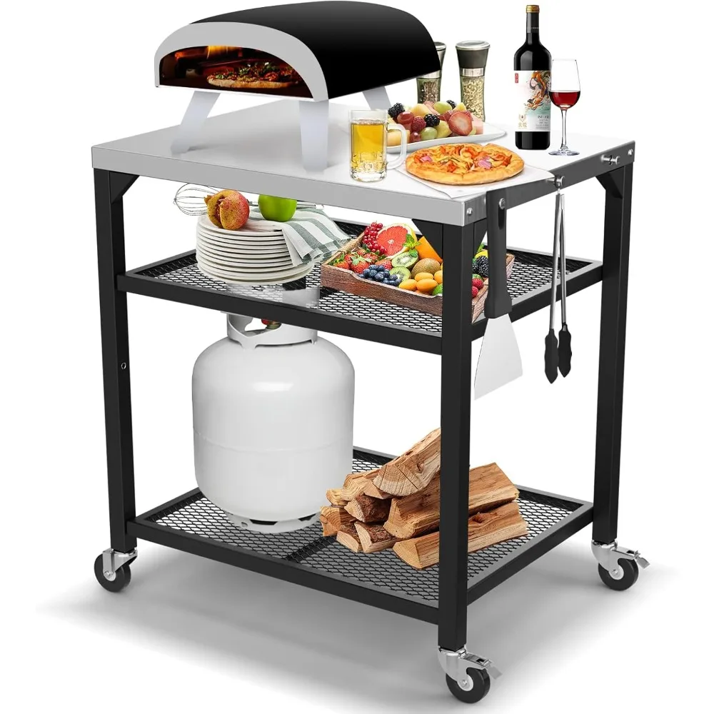 

Pizza Oven Table for Ooni, Ninja, Woodfire, Blackstone, Bighorn, Cuisinart, Outdoor Grill Table for Ooni Pizza Oven Accessories,