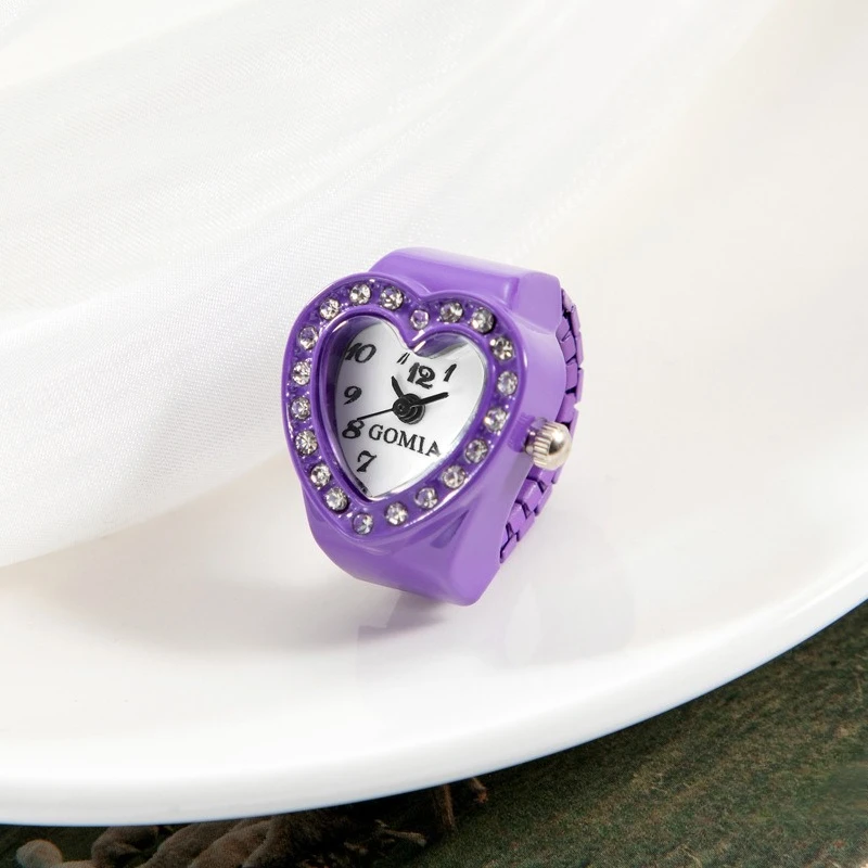 Herzförmige Ringe Uhr Legierung Männer Frauen personalisierte Mode Fingeruhr Ring Schmuck Candy Farbe