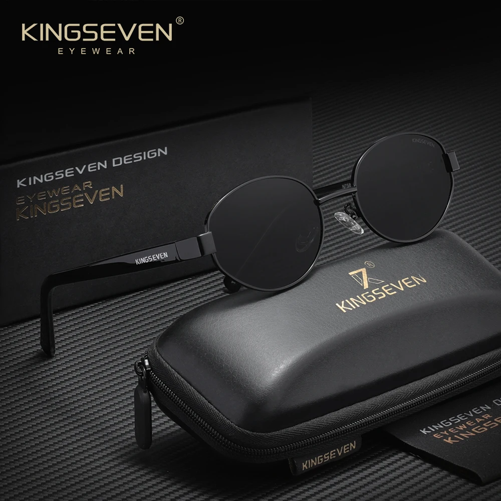 

KINGSEVEN Brand Vintage Round Design Sunglasses Fashion Punk Vacation Glasses For Men Polarized UV400 Protection Eyewear