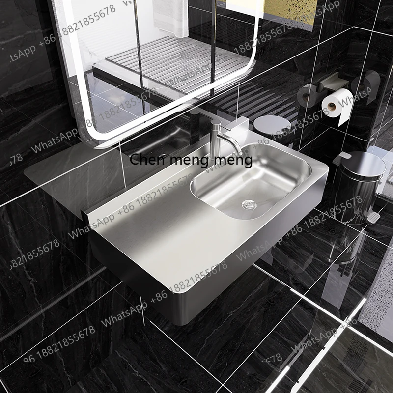 

304 stainless steel public bathroom wall-mounted washbasin with countertop washbasin household integrated washbasin