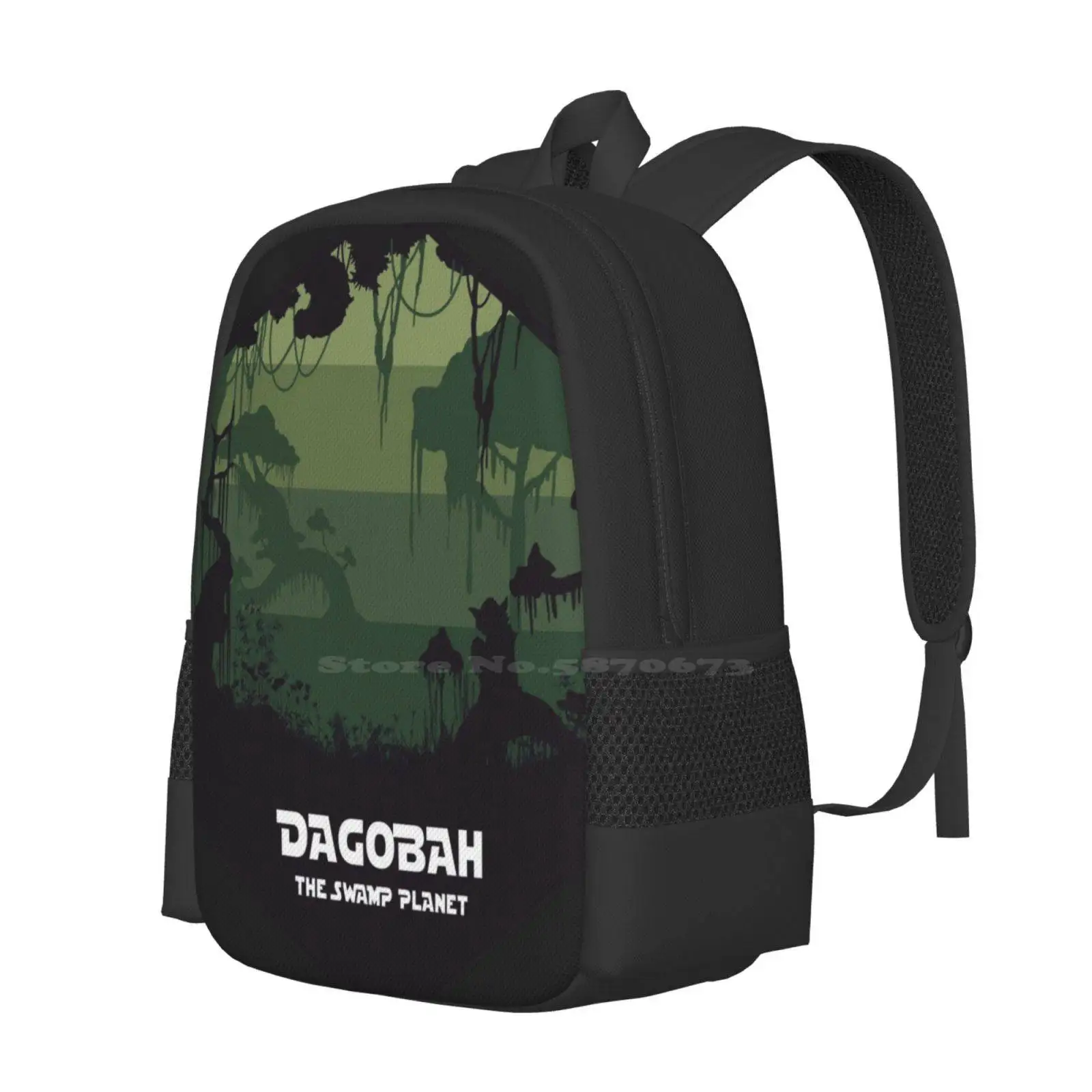 Dagobah New Arrivals Unisex Bags Student Bag Backpack Dagobah Fan Art Swamp Planet Dark Green Monochromatic Camouflage