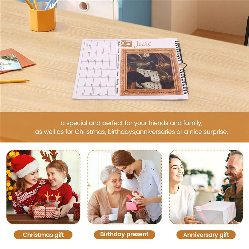 الترويج! 2X 2025 القطط القرون الوسطى التقويم غريب القطط التقويم مضحك جدار التقويم هدايا السنة الجديدة للديكور المنزل