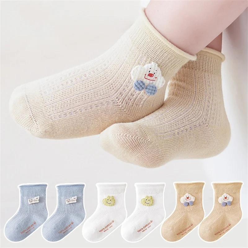 

3Pairs/lot Kids Socks For Newborns Summer Thin Mesh Infant Toddler Baby Boys Girls Sock 0-5Years Cute Bow Love Children's Socks