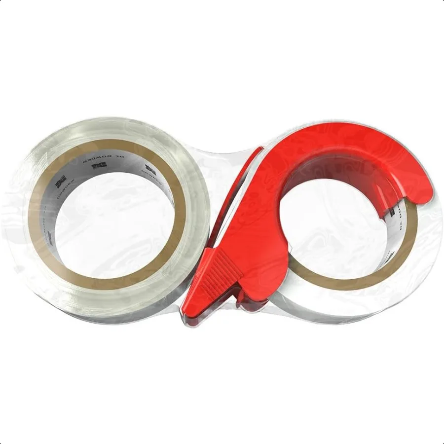 [إجمالي 110 ياردة] شريط تعبئة شفاف مع موزع [عبوة من قطعتين] شريط تغليف 1.88 بوصة × 55 ياردة لفات إعادة تعبئة لبريد الشحن