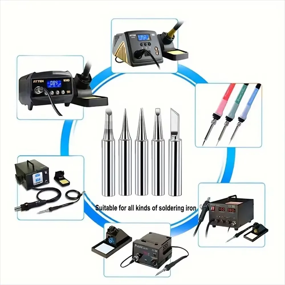 5pcs/15pcs 900M Soldering Iron Tips Set, Copper Core Electric Soldering Bits for 936 Soldering Station view 5