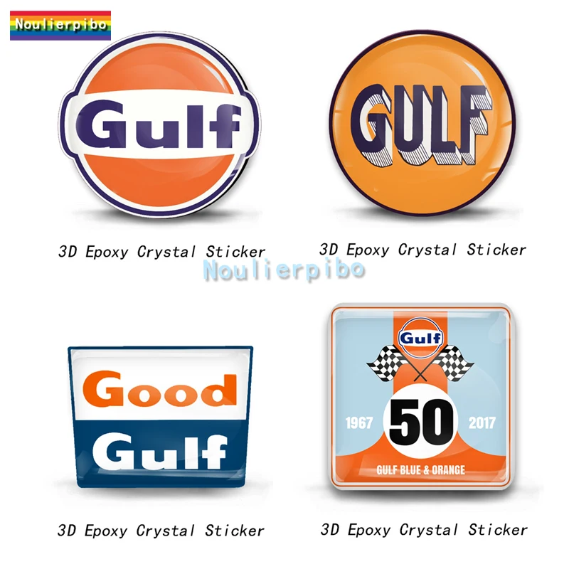 

3D купольная наклейка, гелевая смола, Gulf, бензин, гибкая наклейка, высечка, украшение автомобиля, мотоциклетный гоночный шлем, виниловая наклейка