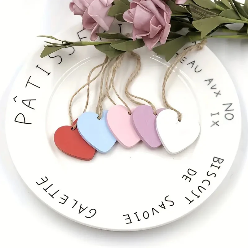 10PCS Wooden LOVE Heart Pendant Wedding Proposal Christmas Tree Ornament DIY Craft Gift Tags Love Wood Chip Scatter Decoration
