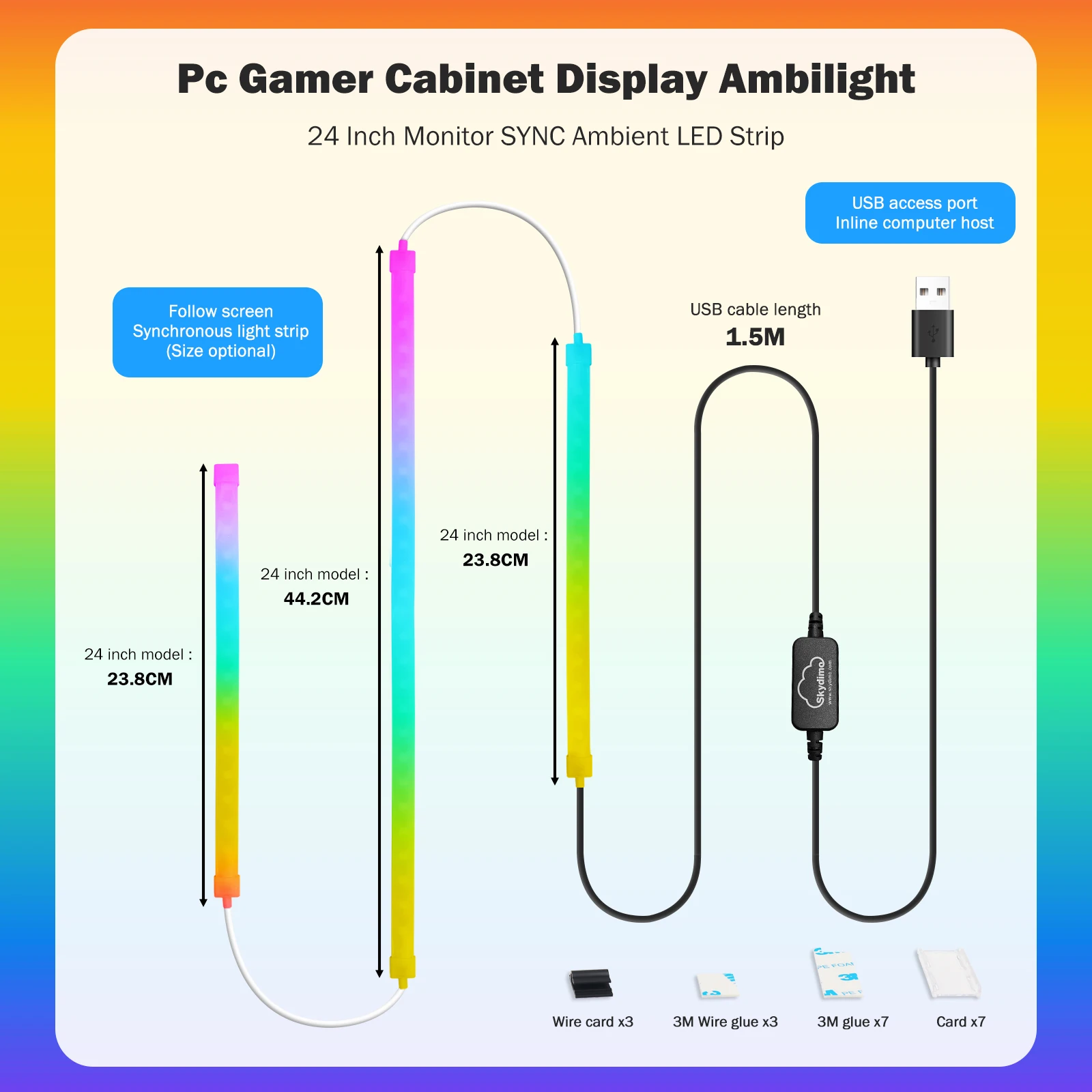 Smart LED Gaming Strip Light Computer Monitor Backlight Sync RGB Strip Light Screen USB Ambient Light Gaming Room Bedroom Decor