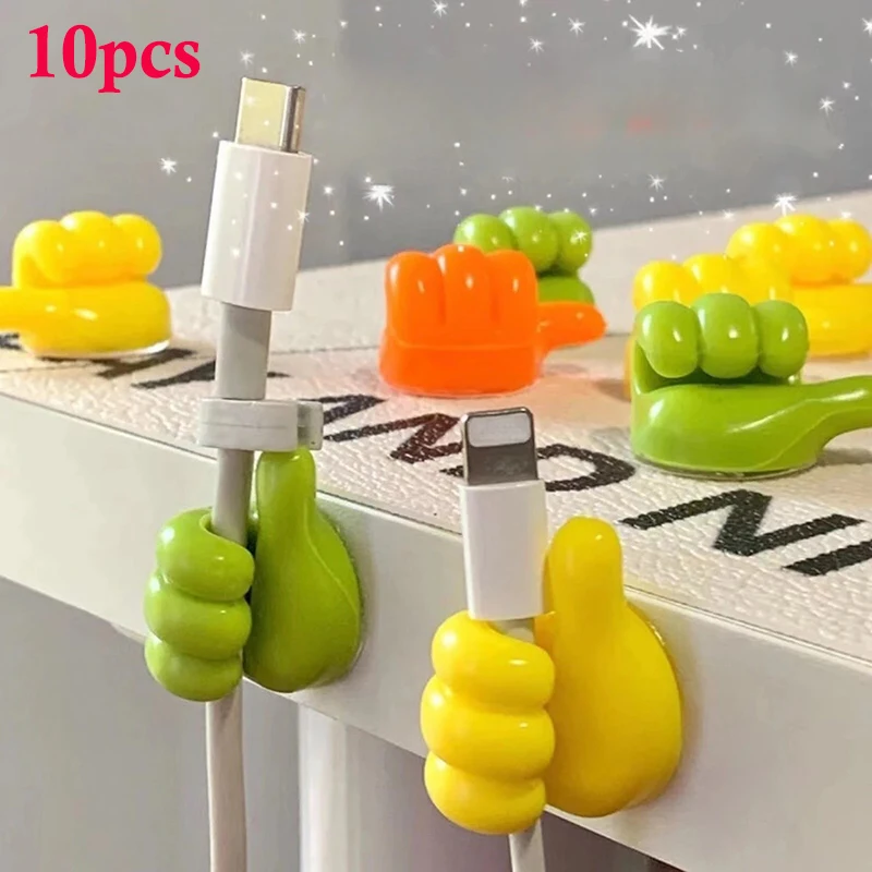 Silicone Thumb Key Hanger Hook Self-Adhesive Wall Decoration Hook Creative Home/Office Data Usb Cable Clip Wire Desk Organizer