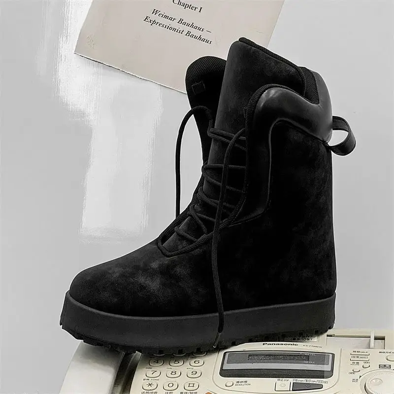 2024 Men\'s popular high-top platform bread snow boots street high-value trendy men trendy student big head board shoes