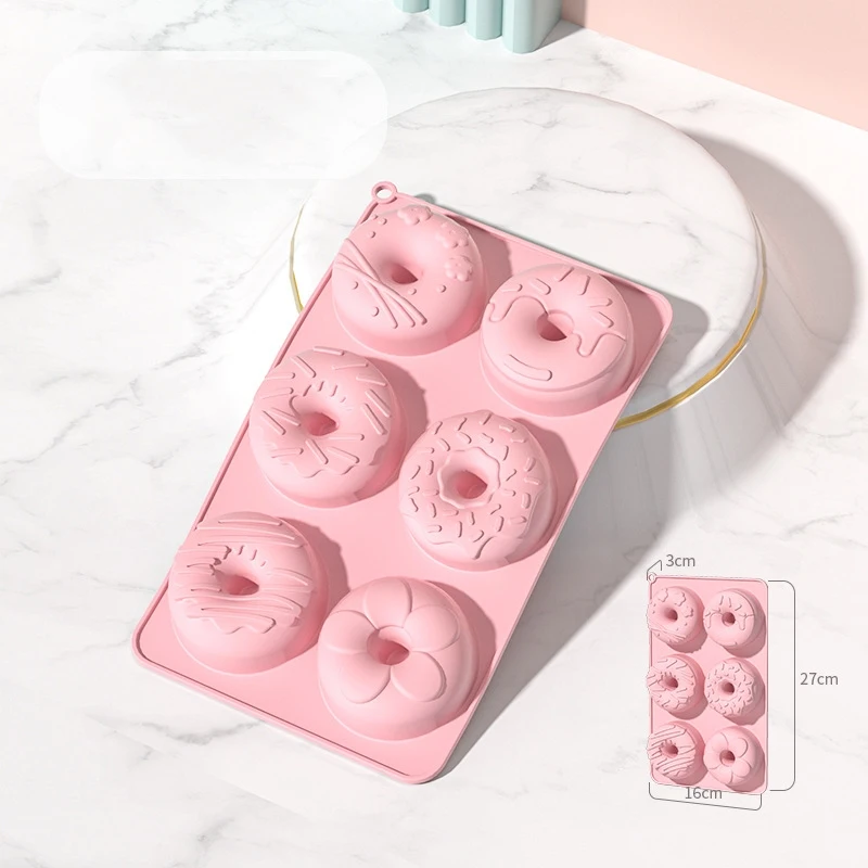 Silikon-Donut-Kuchenform 6-fach, geriffelte Silikon-Röhrenkuchenformen, antihaftbeschichtete Silikonformen für Donuts, Gelee, Cupcakes, Brötchen, Brot – Detail 5